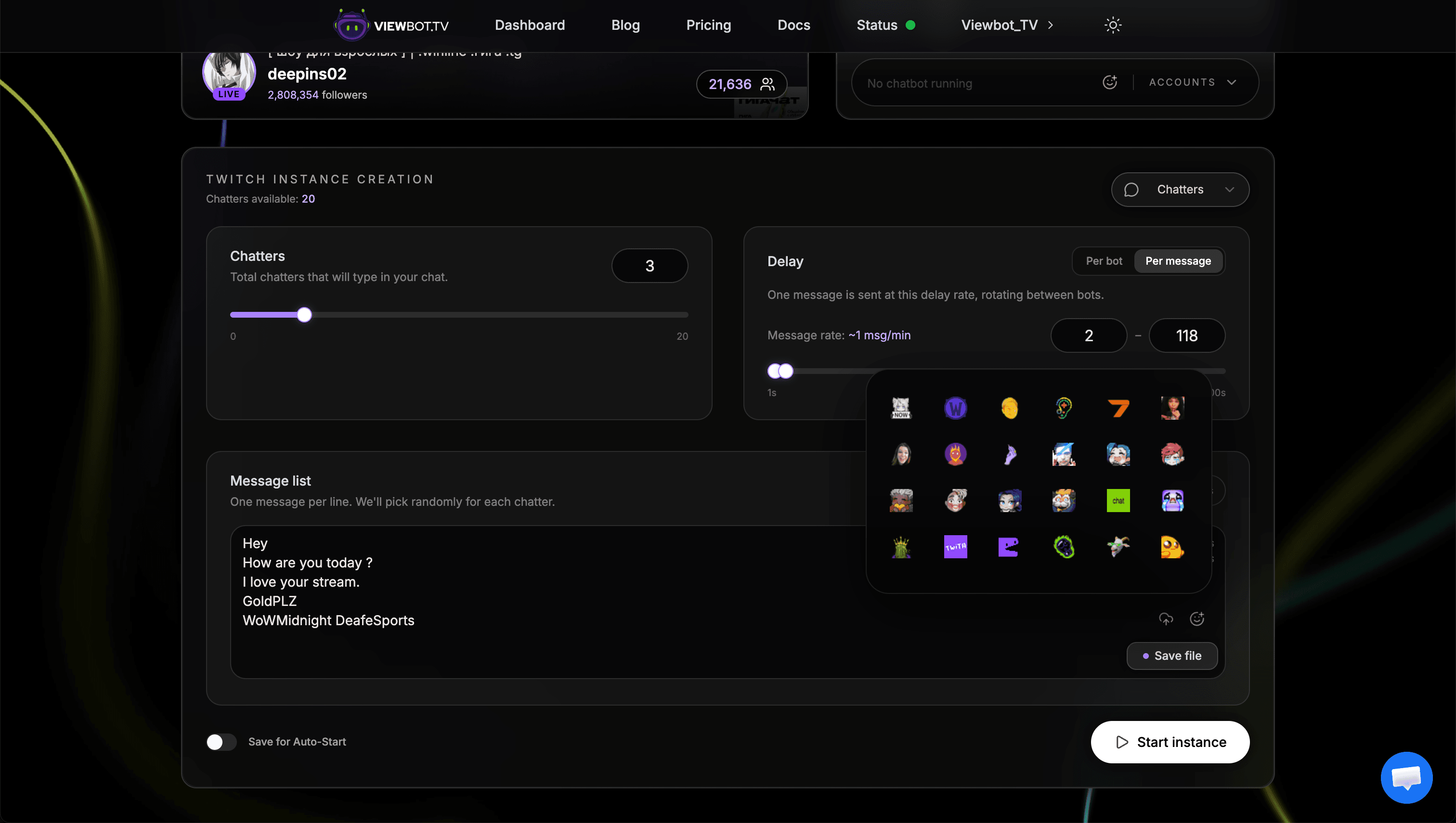 Chat Bot UI panel